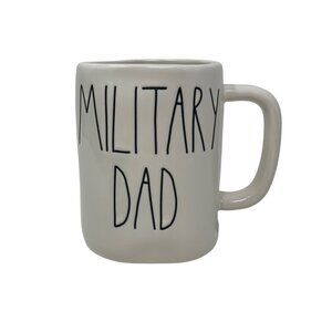 Rae Dunn MILITARY DAD Mug Large Coffee Cup Ceramic Magenta LL Farmhouse Gift Whi